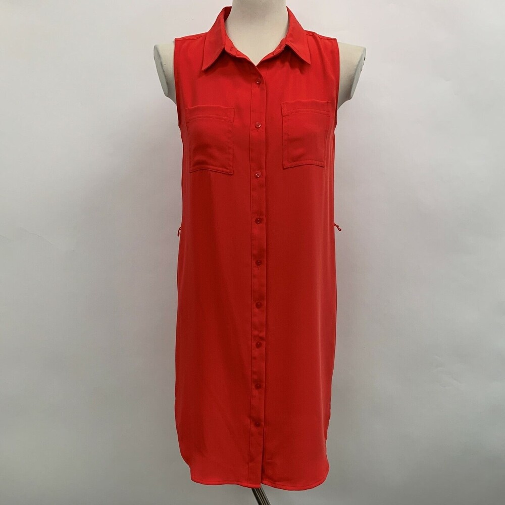 Adrienne Vittadini Women's Dress Size‎ 2 Orange Sleeveless Button Down